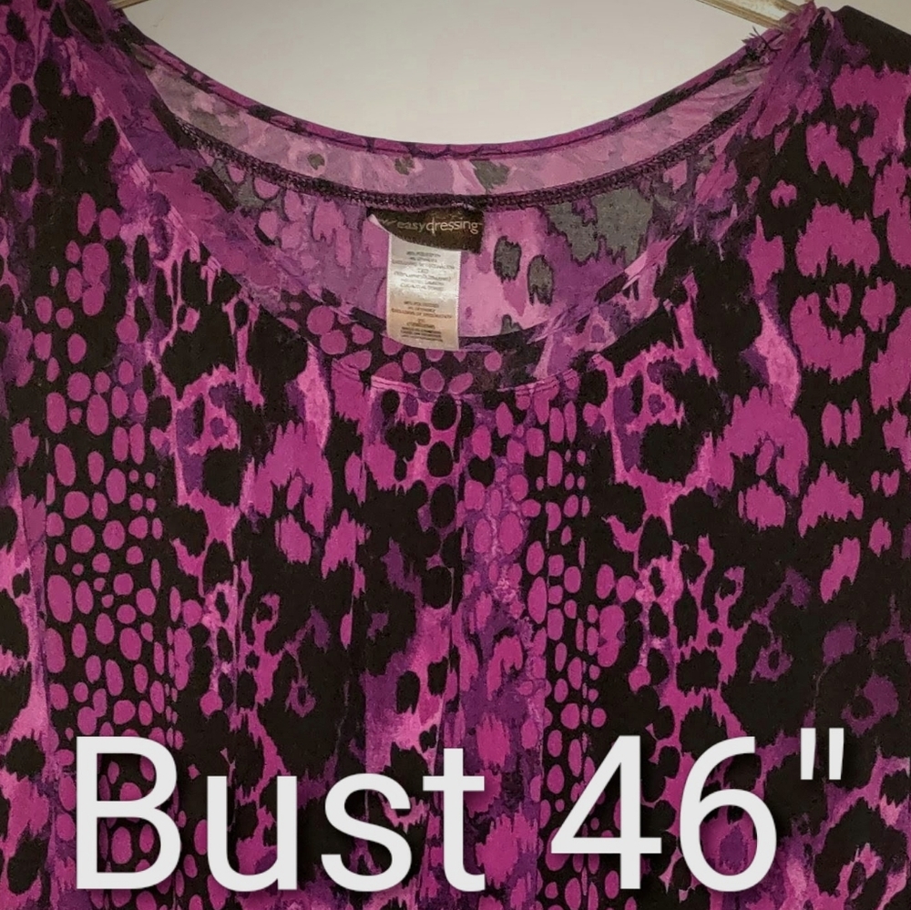 Plus Size Magenta & Black Exotic Print Blouse - Picture 9 of 11